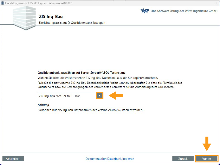 Datenbank kopieren - Quelldatenbank